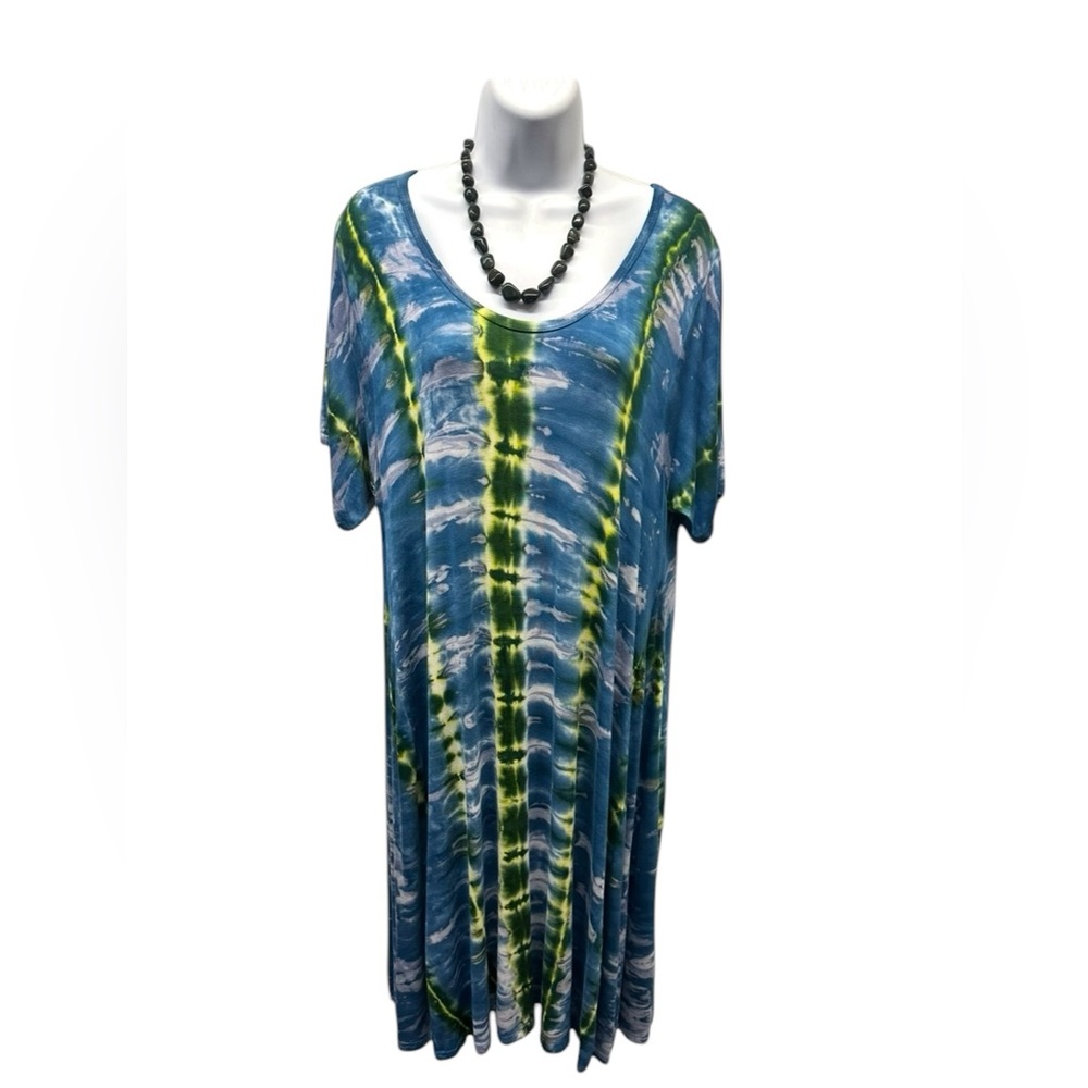 NWT.  Tye-Dye Plus Sized Dress.  13038. BL/RD13